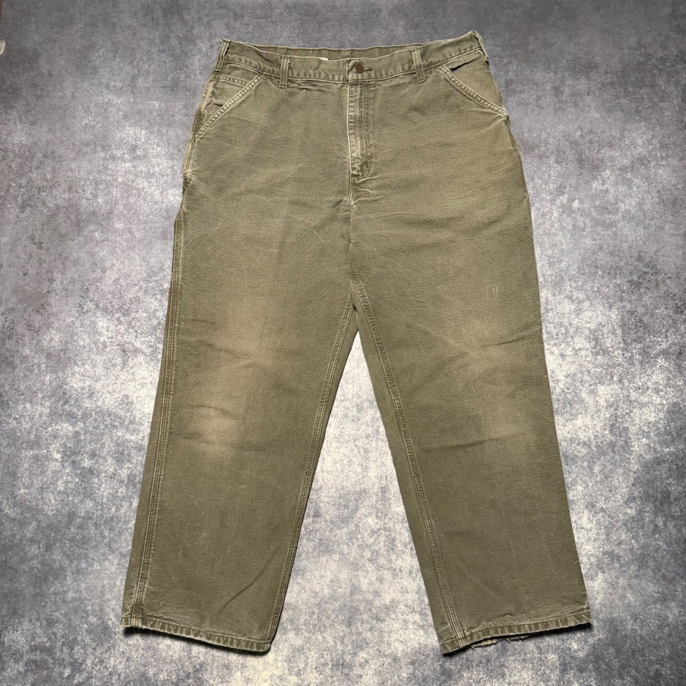 Vintage Carhartt B11 MOS Carpenter Pants 38x30 Moss Green Duck Canvas Gorpcore